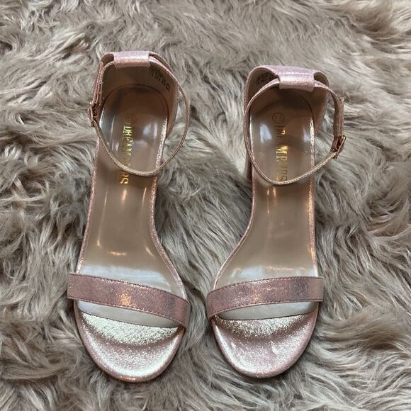 DREAM PAIRS Champagne Low-Chunk Heel Pump Open Toe Ankle Strap Sandals - Picture 3 of 16